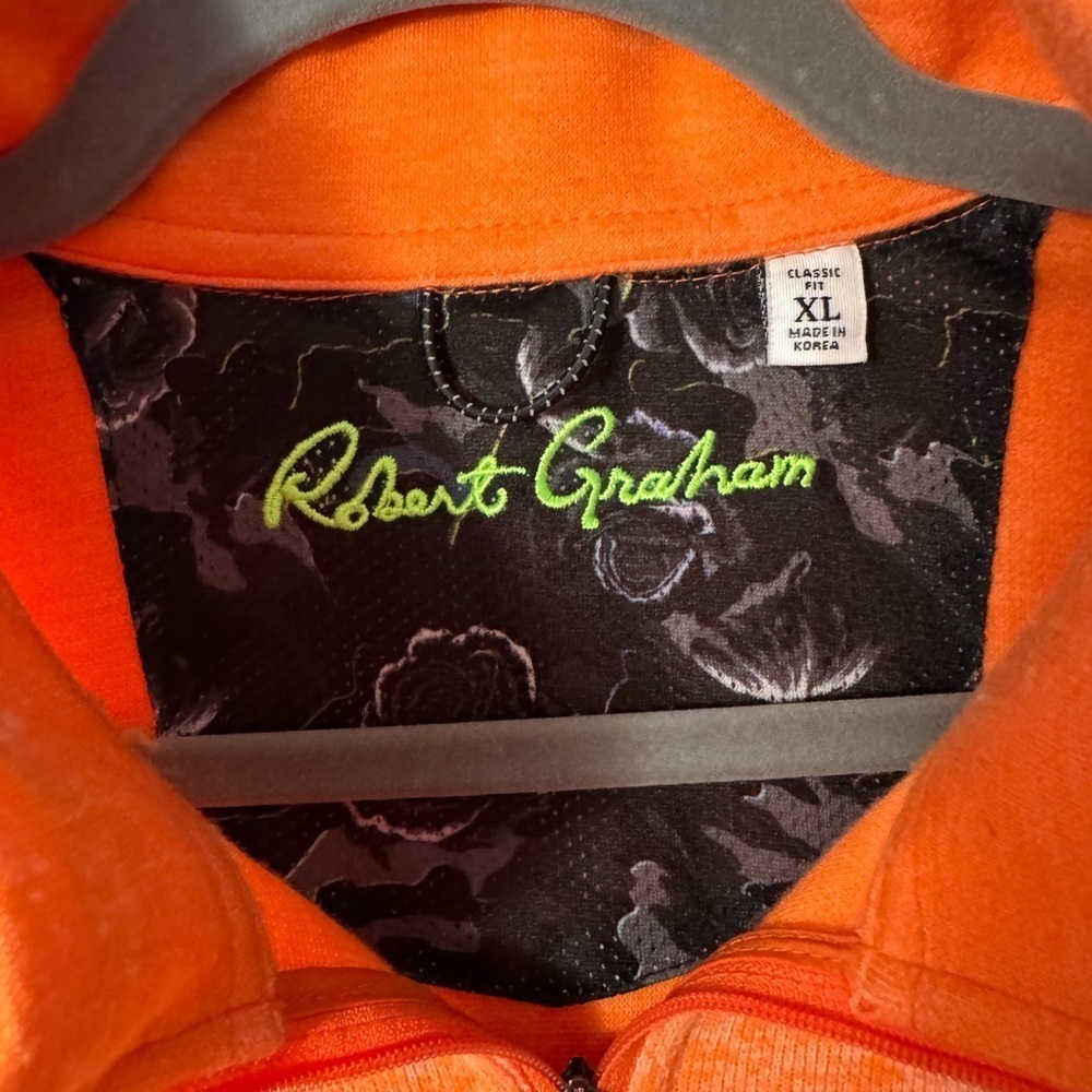 Robert Graham Men’s 1/4 Zip Orange Pullover - Picture 2 of 6